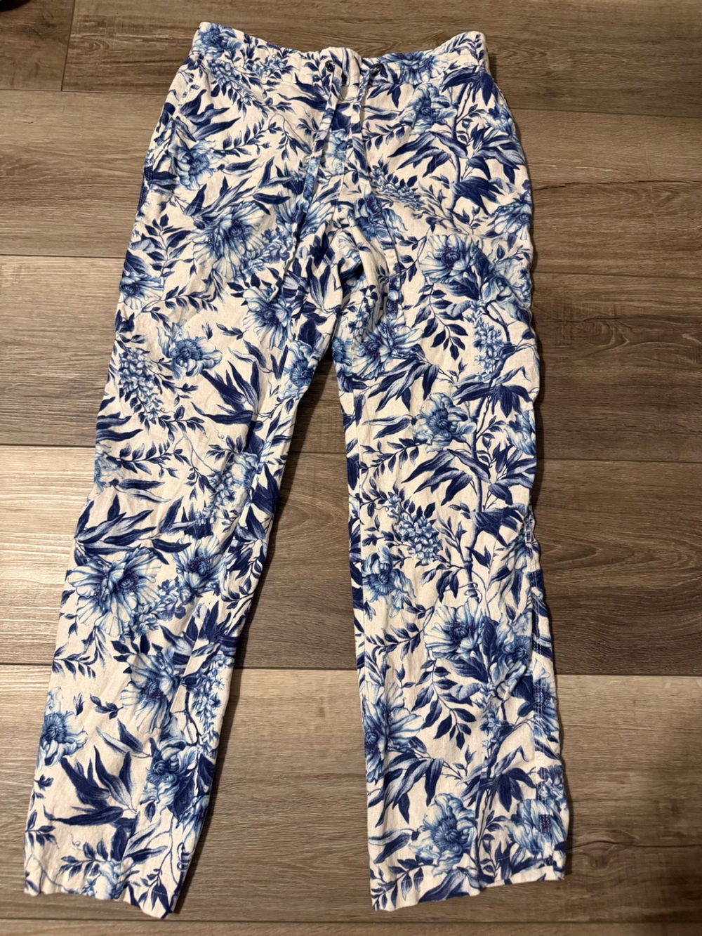 Women’s Floral Pants - White & Navy